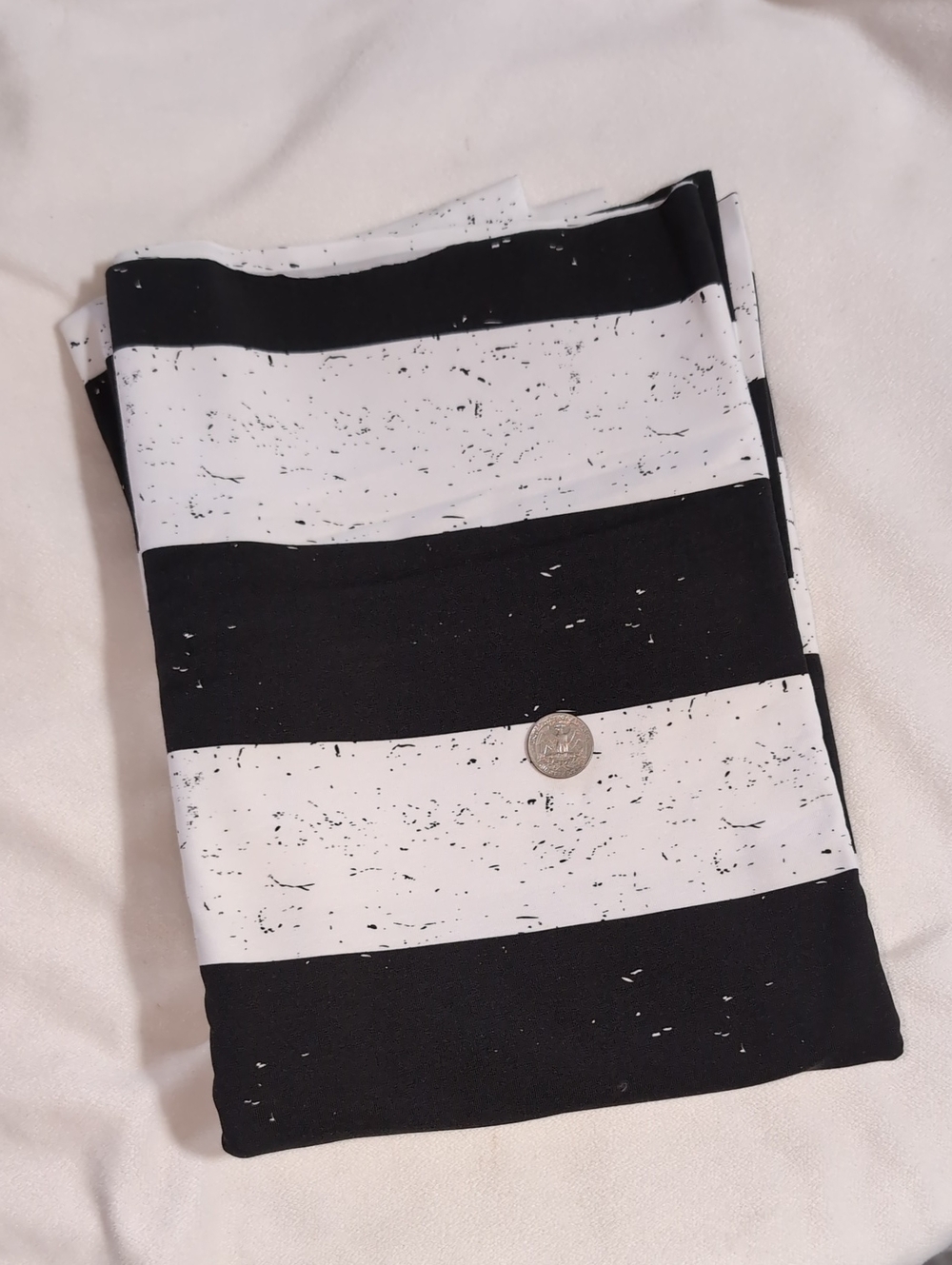 Cotton Stretch Jersey Fabric Black White Wide Stripe Pattern 1 Yard
